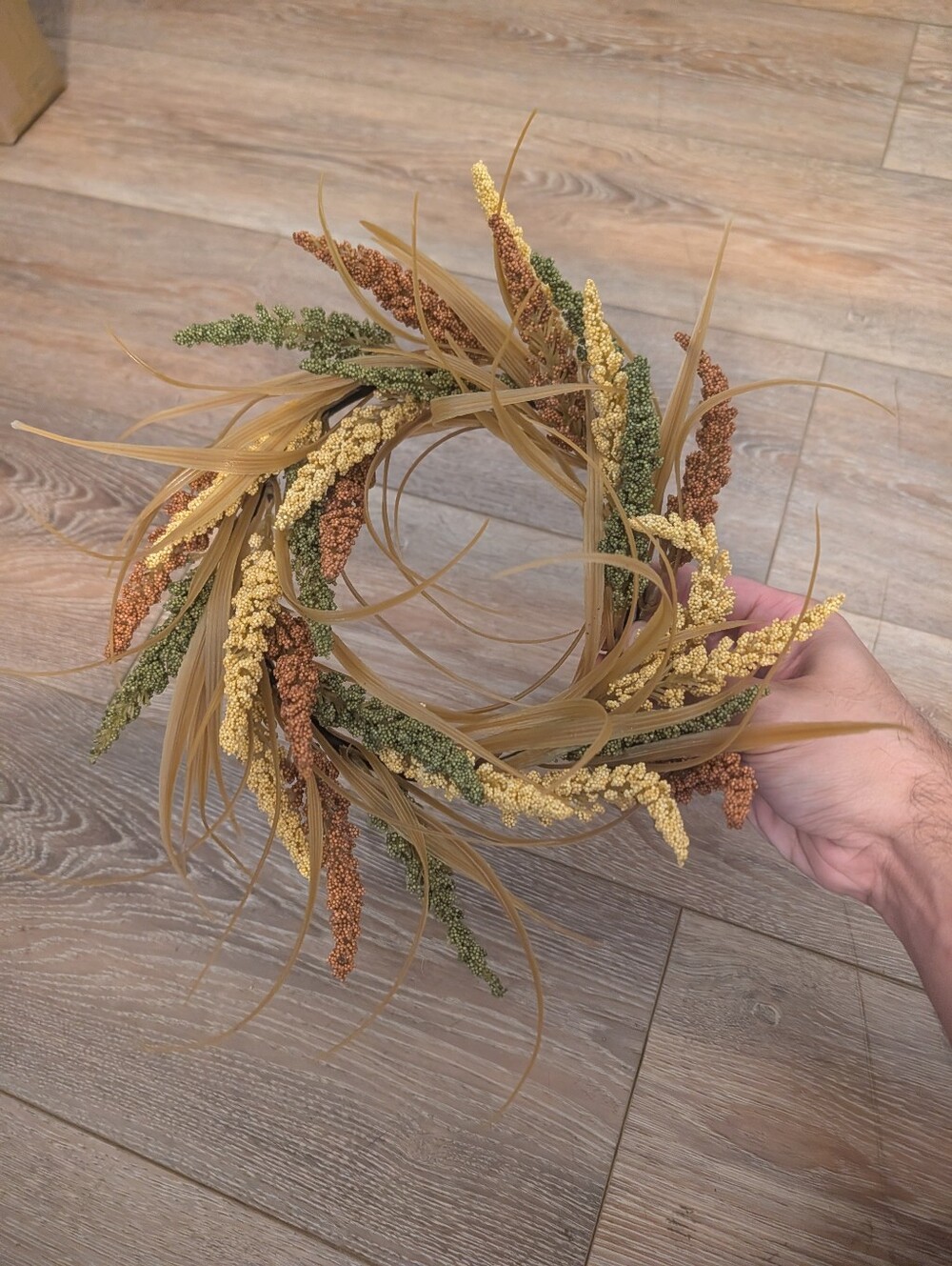 Autumn Grass and Millet Wreath - Yellow, Green, Brown